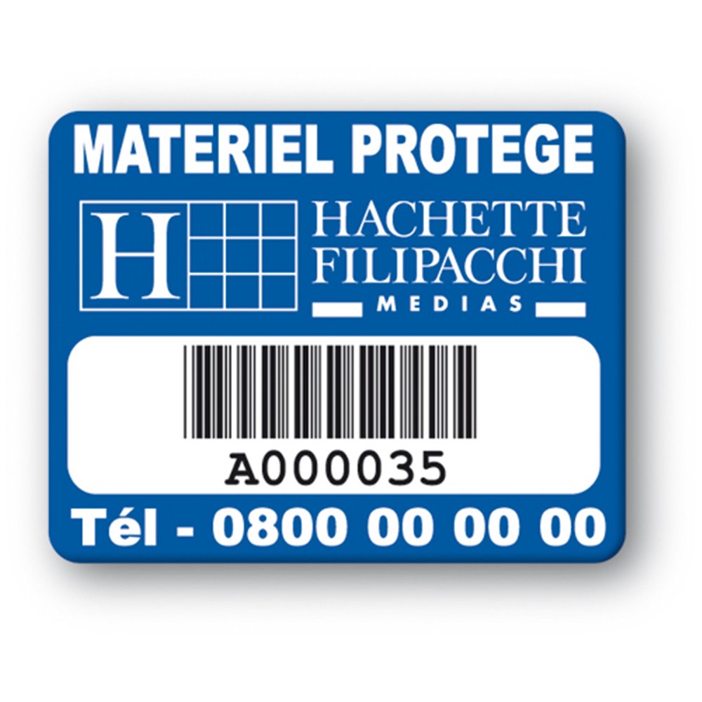 custom strong tamperproof asset tag hachette filipacchi logo barcode en