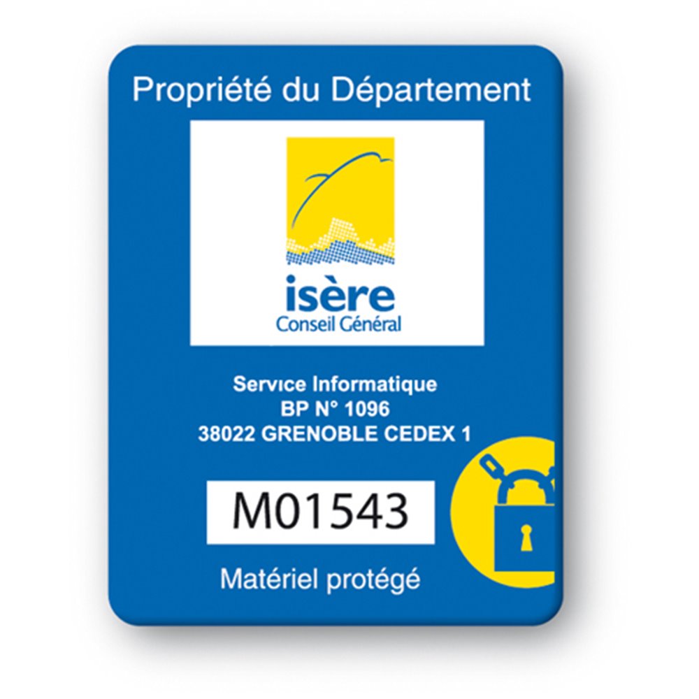 custom strong tamper proof asset tag isere conseil general logo en