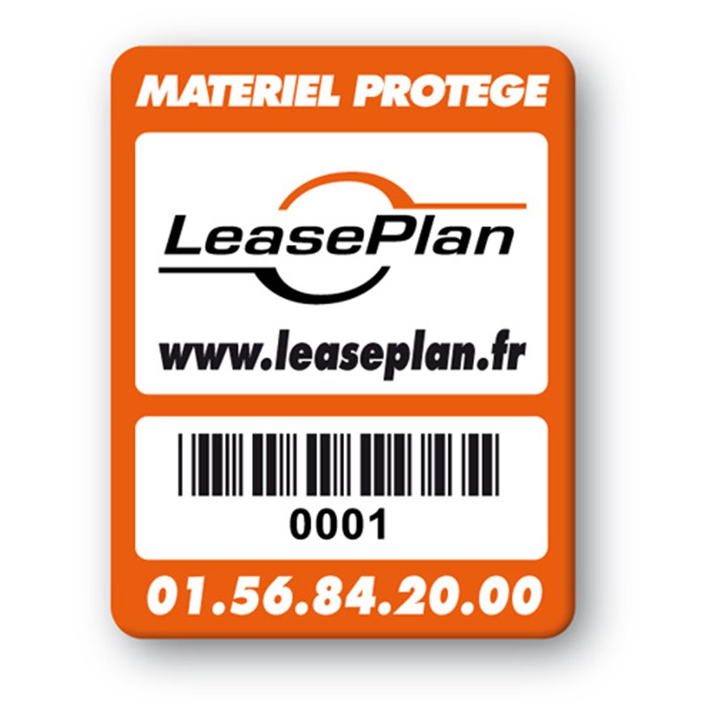 custom strong tamper proof asset tag leaseplan logo barcode en