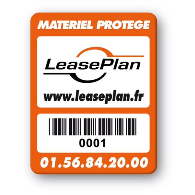 custom strong tamper proof asset tag leaseplan logo barcode en