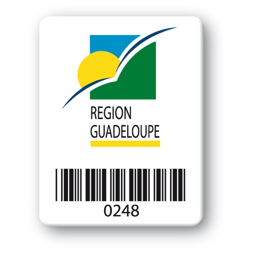 plaque inviolable personnalisee logo region guadeloupe codebarre