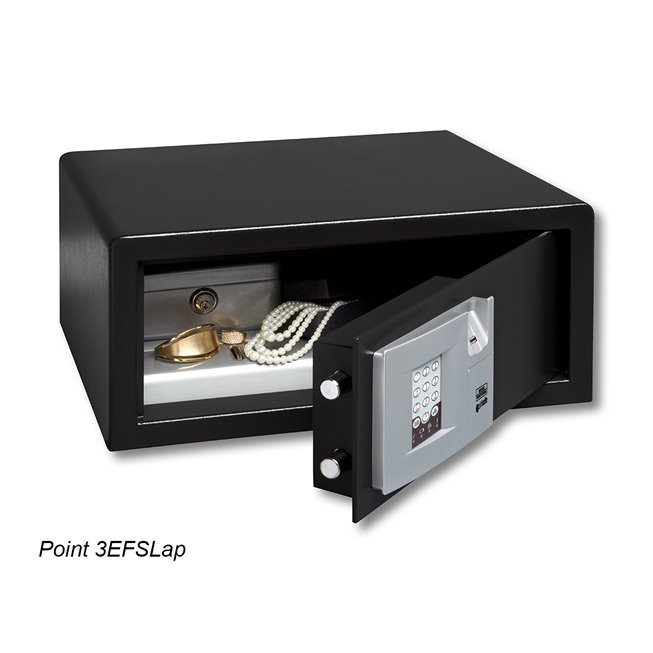 black opened personal safe for laptop en
