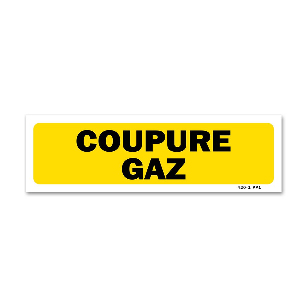 Indication sign "Gas cut-off" Panneau indication "coupure gaz"