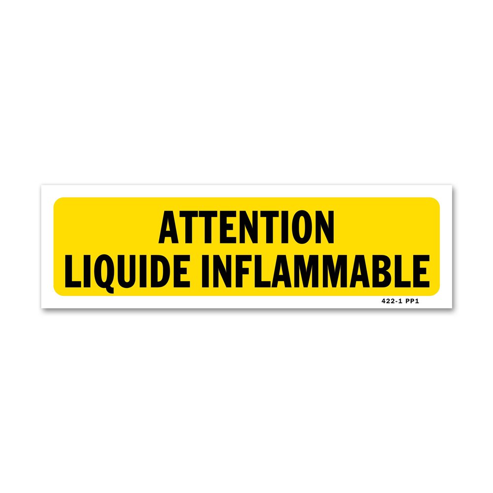 Indication sign "Caution: flammable liquids" Panneau indication "Attention liquides inflammables"