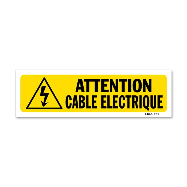 Panneau indication "attention cable électrique"