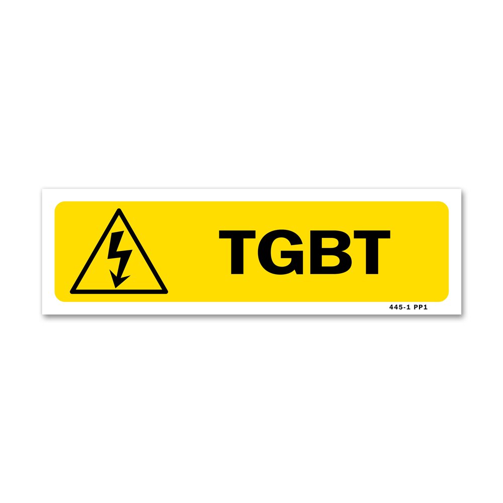 Electrical danger Indication sign with picture "Main LV distribution board" Panneau indication picto danger électrique "t.g.b.t"