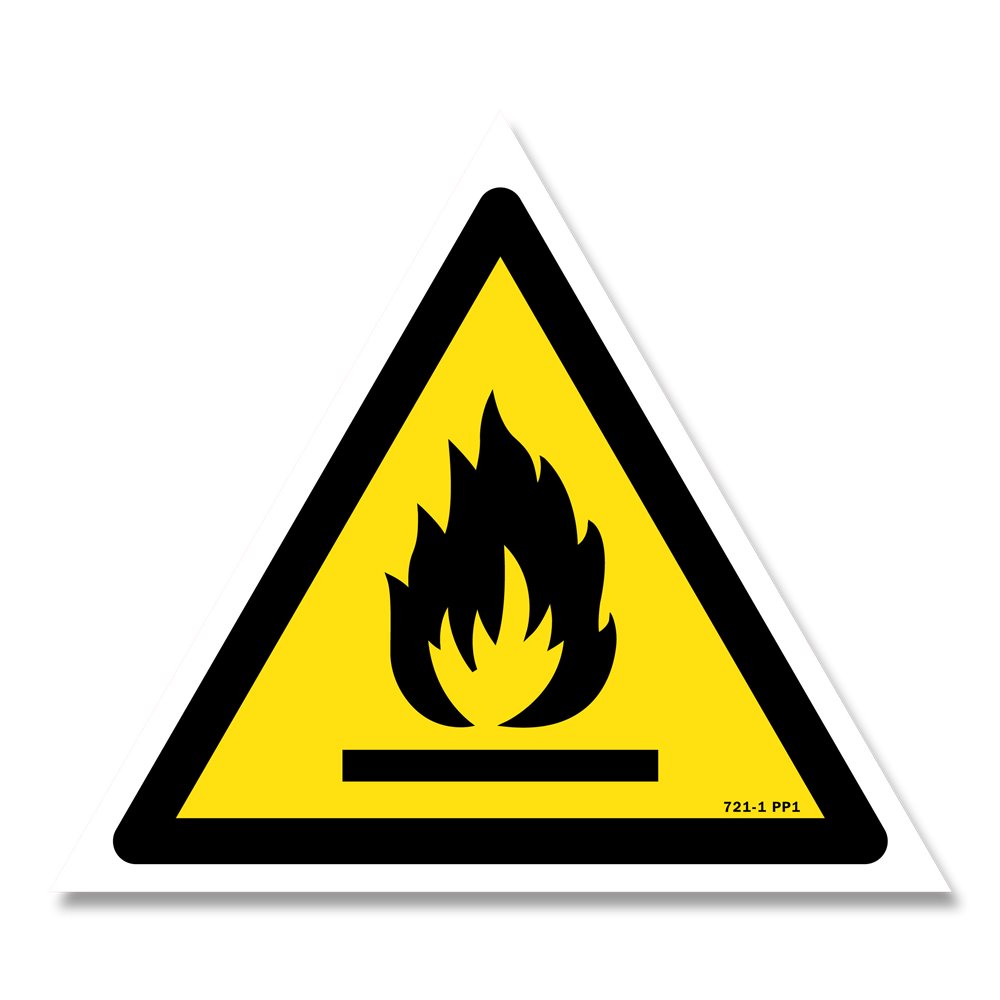 Flammable materials danger sign with picture Panneau danger picto matières inflammables