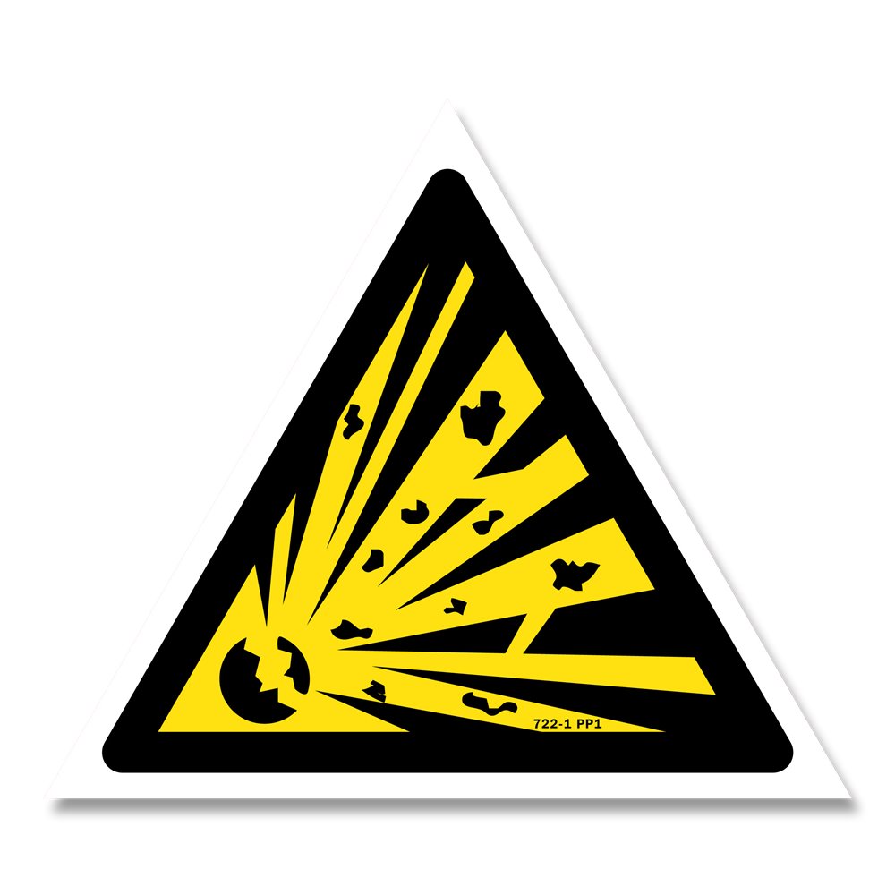 Explosive materials danger sign with picture Panneau danger picto matières explosives