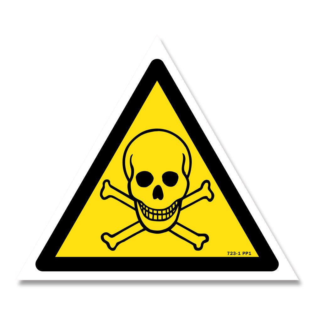 Toxic materials sign with picture Panneau danger picto matières toxiques