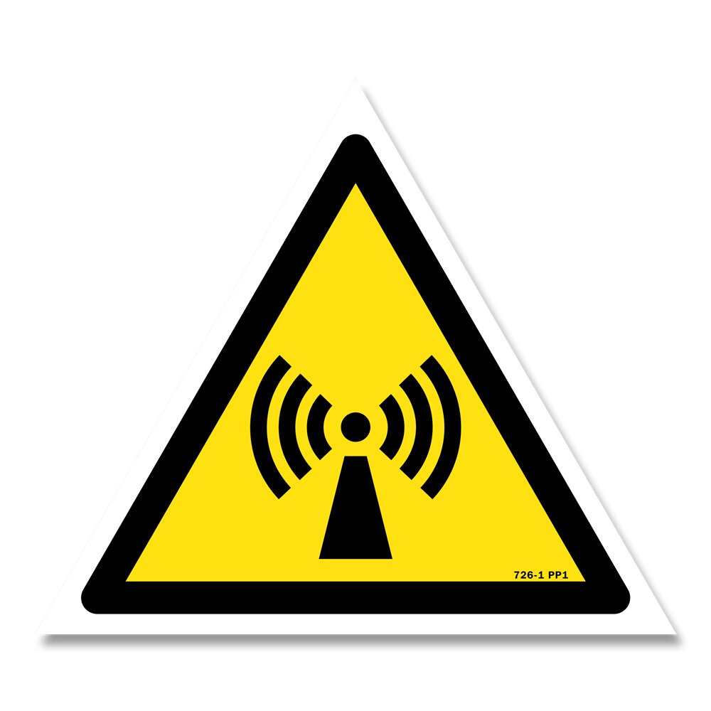 Non ionizing radiation danger sign with picture Panneau danger picto radiations non ionisantes