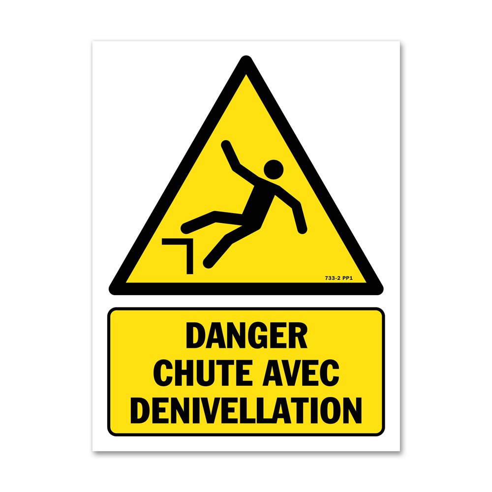 Panneau danger picto risque chute avec denivellation