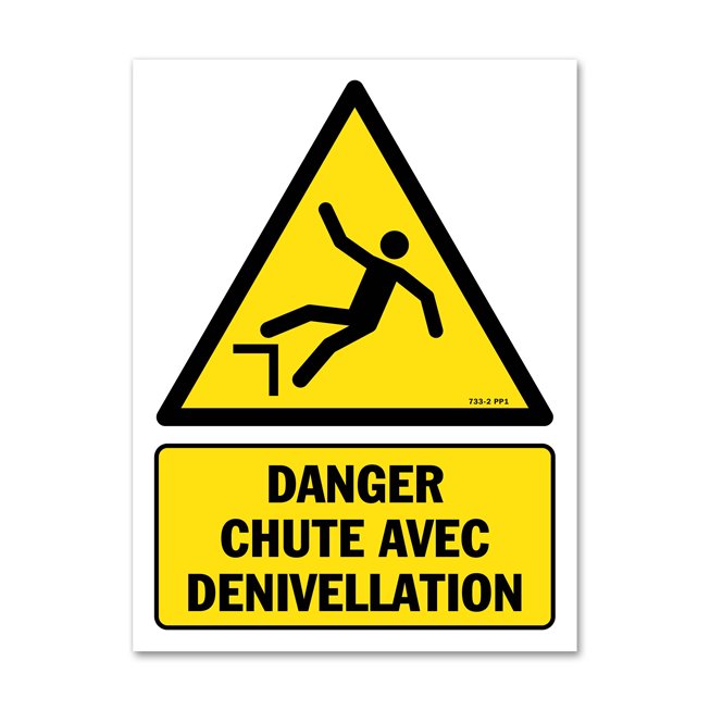 Panneau danger picto risque chute avec denivellation Panneau danger picto risque chute avec denivellation