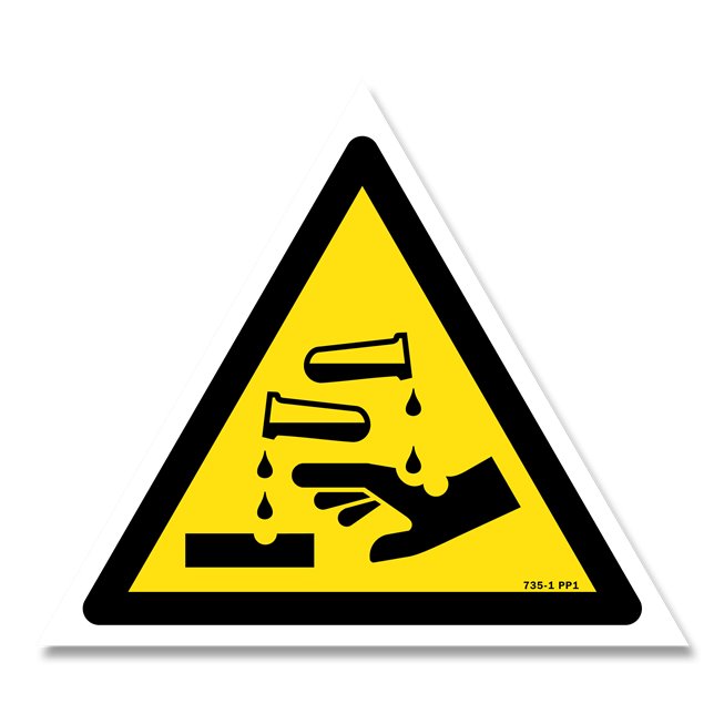 Panneau danger picto matières corrosives