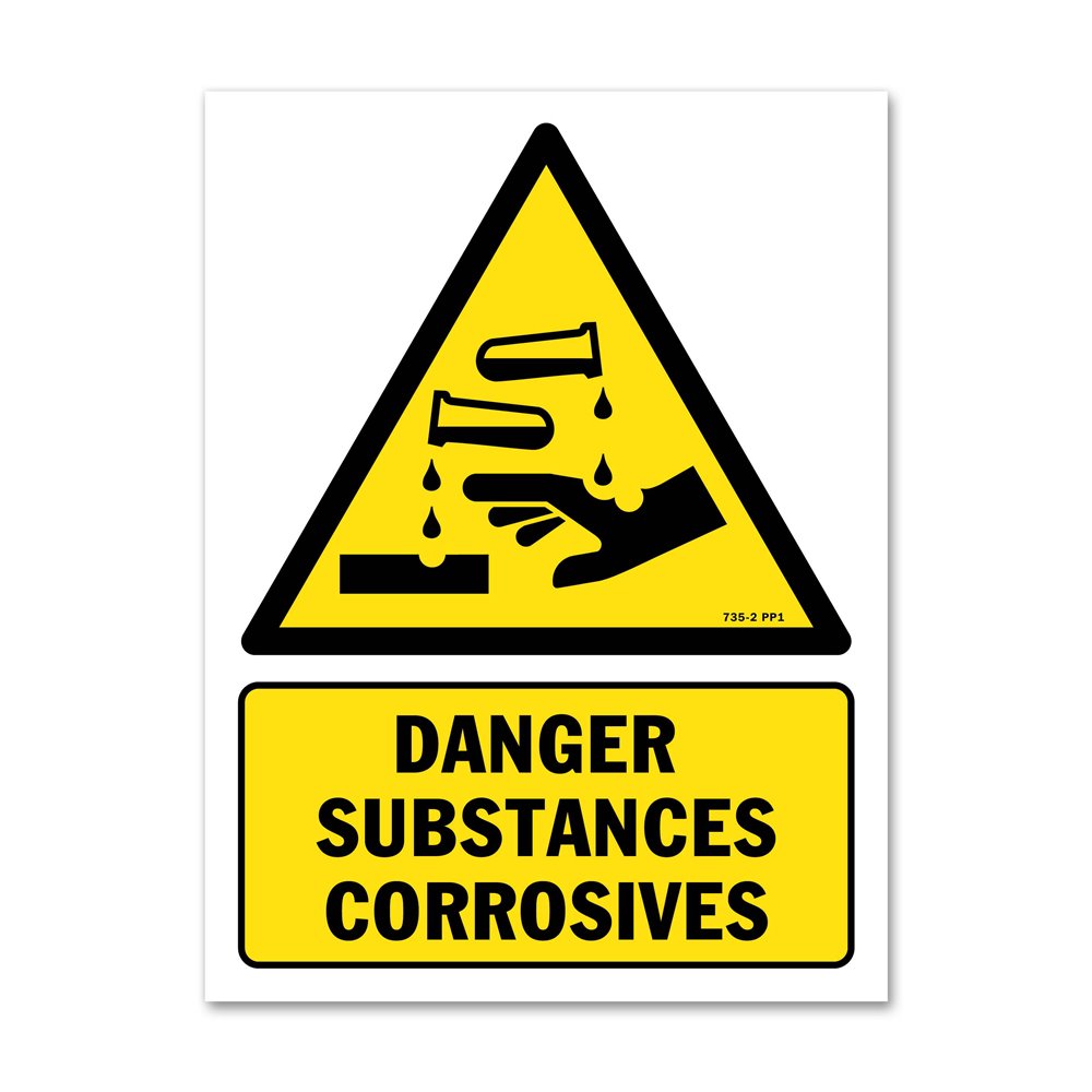 Panneau danger picto matières corrosives