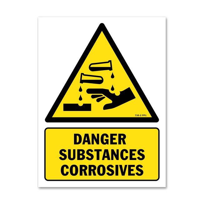 Panneau danger picto matières corrosives