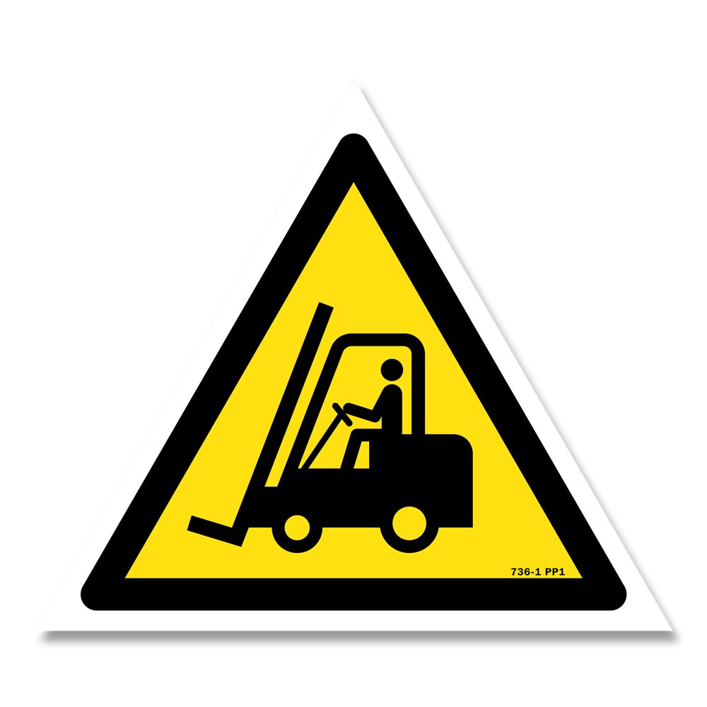 Handling vehicles sign with picture Panneau danger picto véhicules de manutention
