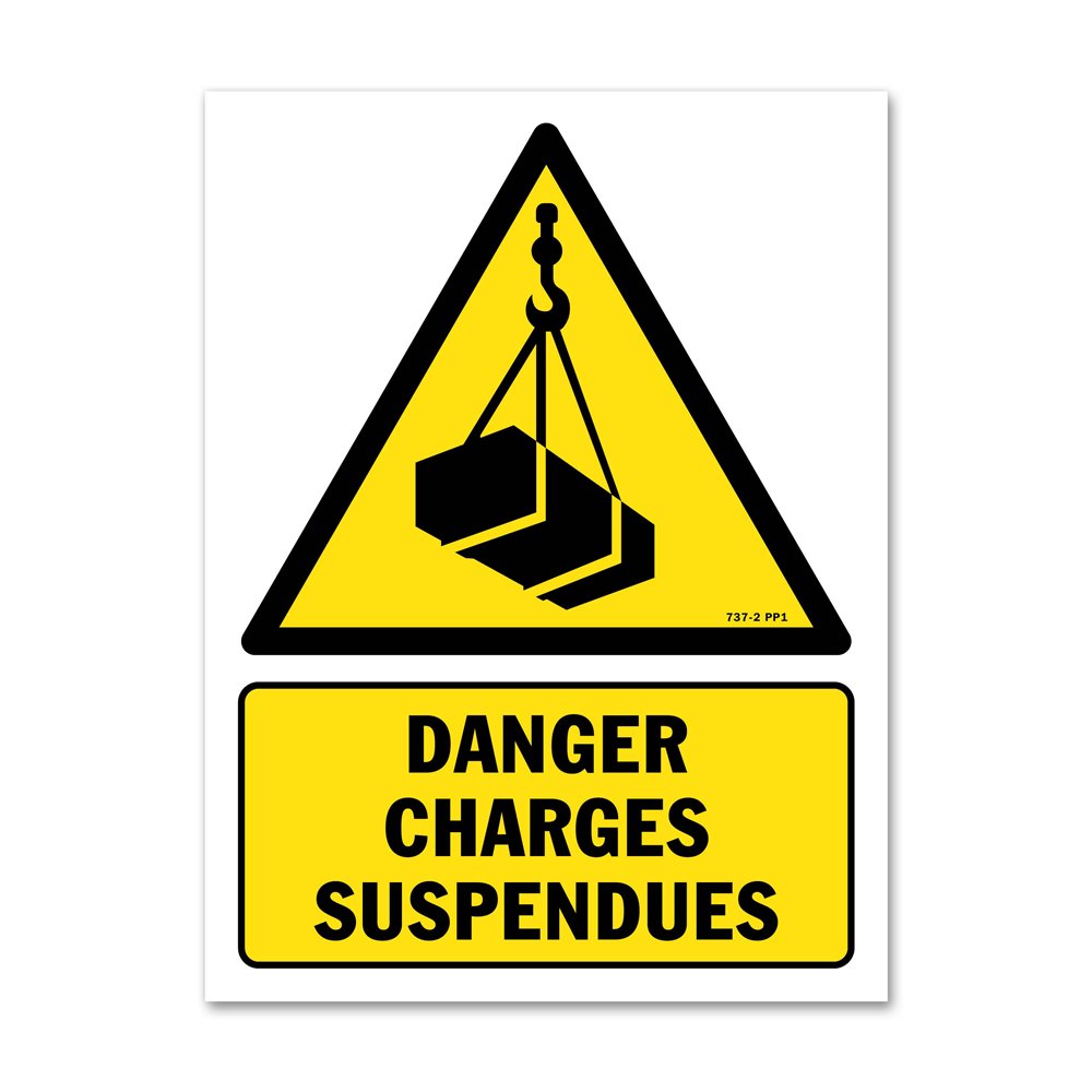 Panneau danger picto charges suspendues