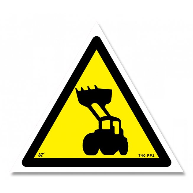 Panneau indication picto engins de chantier danger