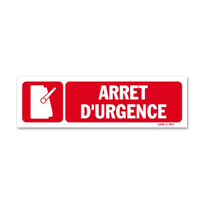 Panneau avertissement picto "arrêt d'urgence"