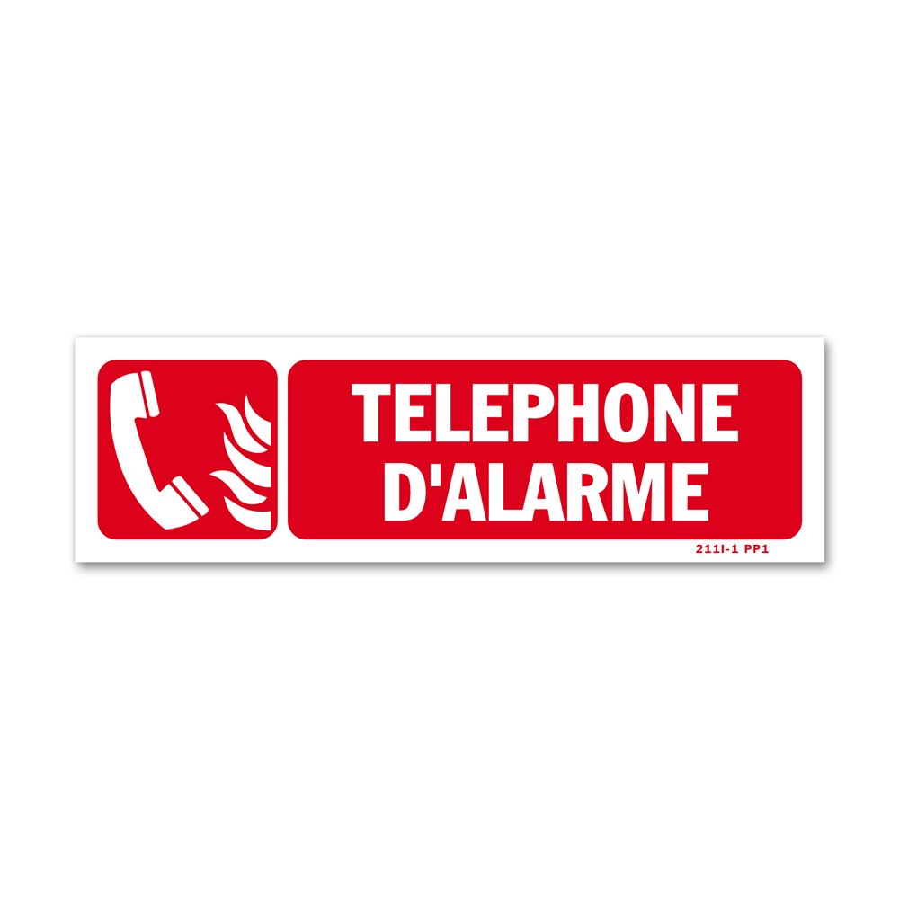 "Alarm telephone" warning sign with picture Panneau avertissement picto "téléphone d'alarme"