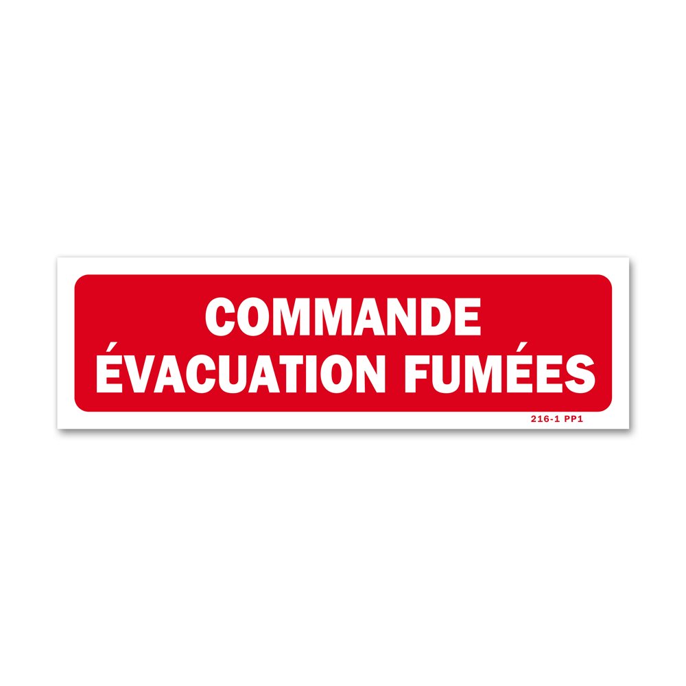 Panneau avertissement "commande évacuation fumées" Panneau avertissement "commande évacuation fumées"