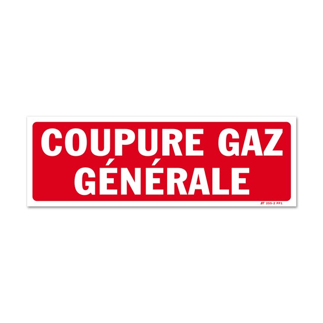 Panneau avertissement "coupure gaz générale"