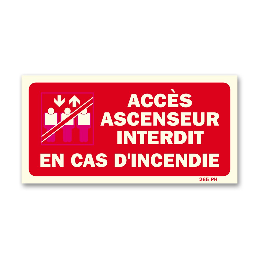 "Elevator prohibited in case of fire picto" prohibition sign Panneau interdiction picto ascenseur "interdit en cas d'incendie"