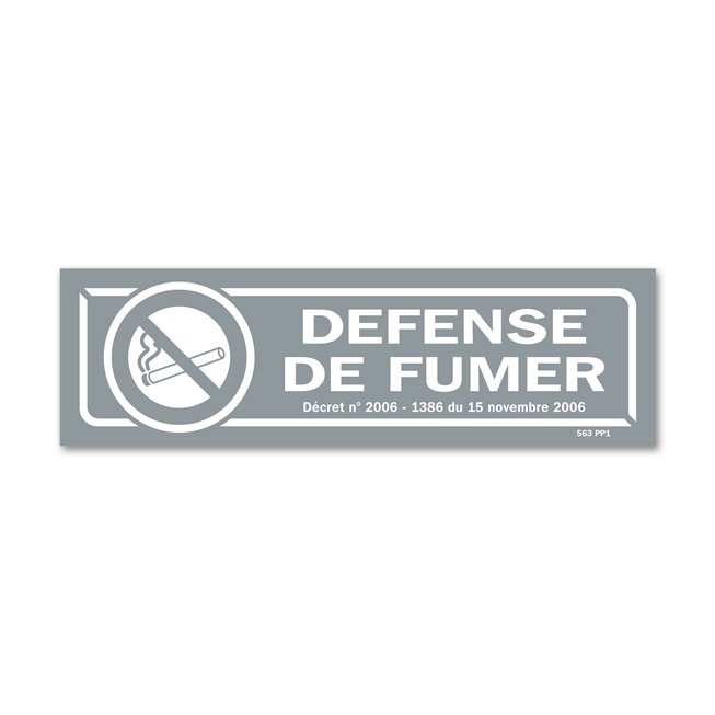 Panneau avertissement gris picto "défense de fumer"