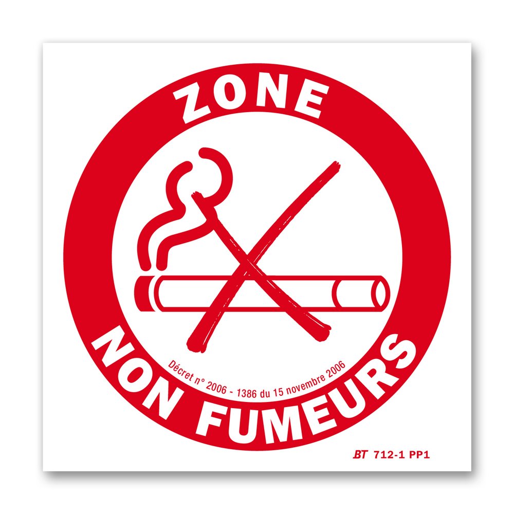 "Non-smoking zone picto" warning sign Panneau avertissement picto "zone non fumeurs"