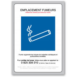 Panneau avertissement picto "emplacement fumeurs decret 2006"