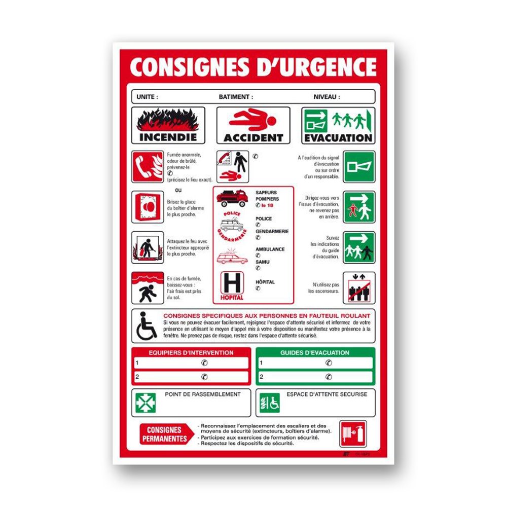 Consigne générale "consigne urgence"