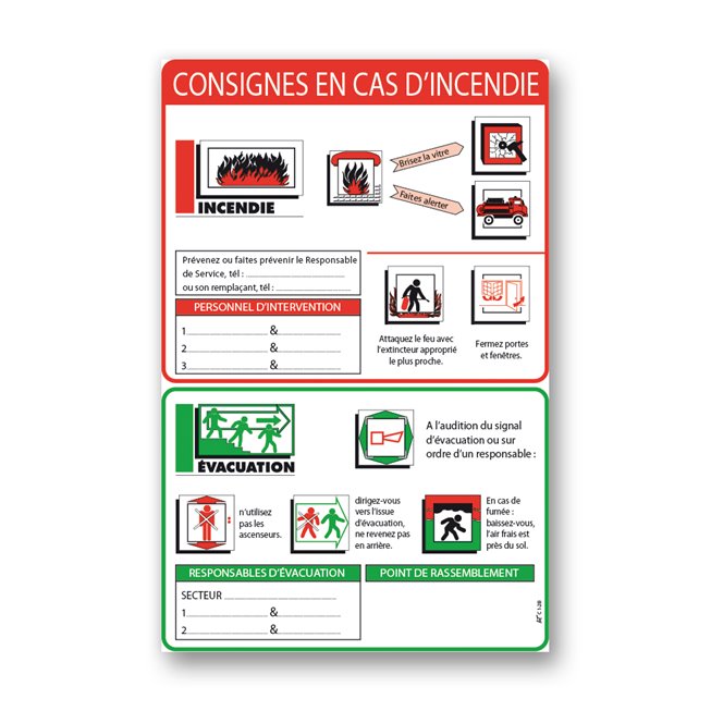 Consigne générale "consigne incendie évacuation"