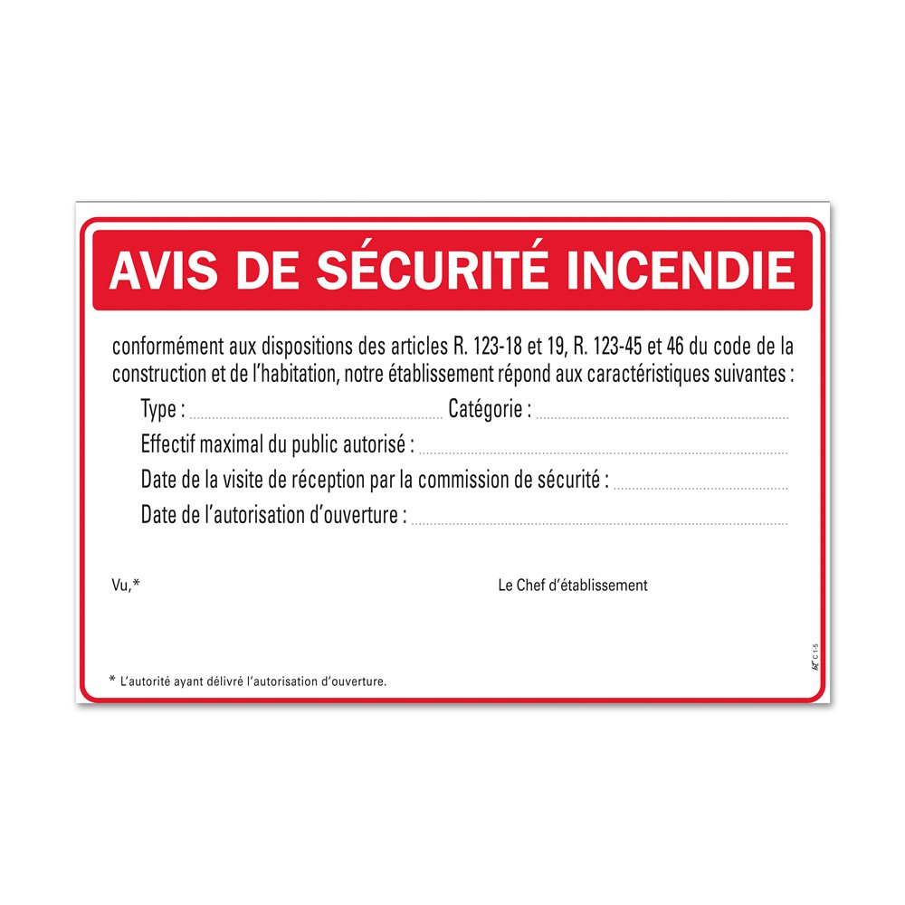 "Safety notice instruction" general instruction Consigne générale "consigne avis de sécurité"
