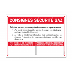 Consigne spécifique "consigne de sécurité gaz"