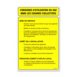 Consigne spécifique "consigne gaz / cuisines"