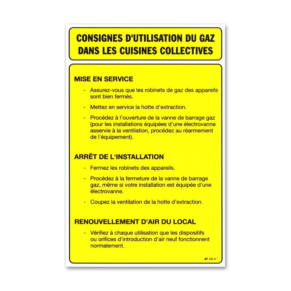 Consigne spécifique "consigne gaz / cuisines"