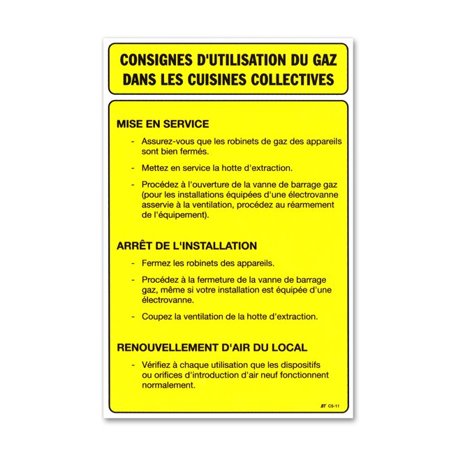 Consigne spécifique "consigne gaz / cuisines"