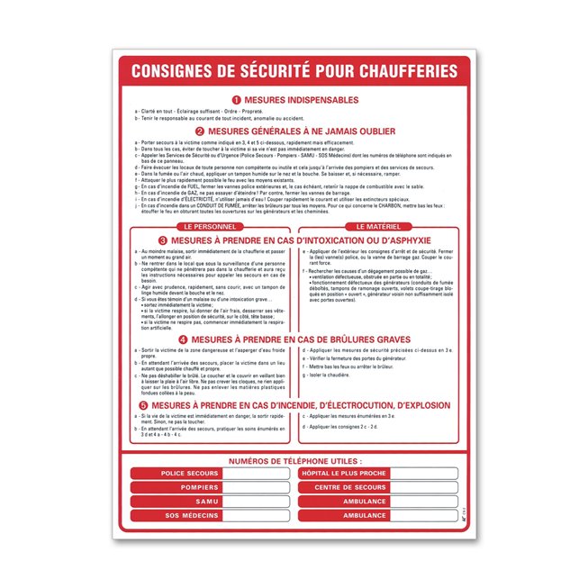 Consigne spécifique "consigne chaufferie"