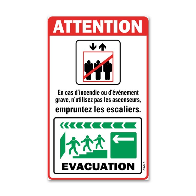 Consigne spécifique "consigne interdiction ascenseur droite"