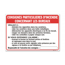 Consigne spécifique "consigne incendie bureau"