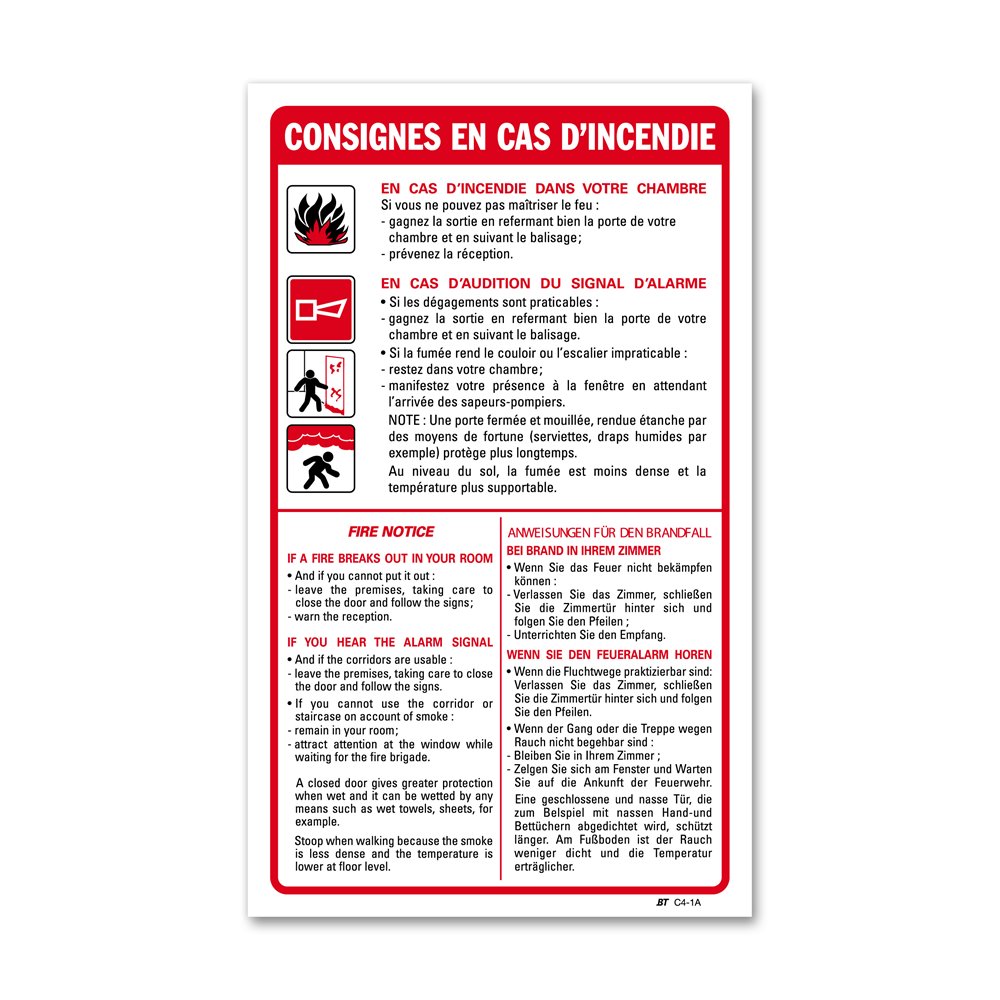Instruction for hospitals "3 language instruction for rooms" Consigne hôtels "consigne chambre 3 langues"