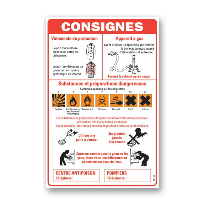 Consigne scolaire "consigne salle de sciences"