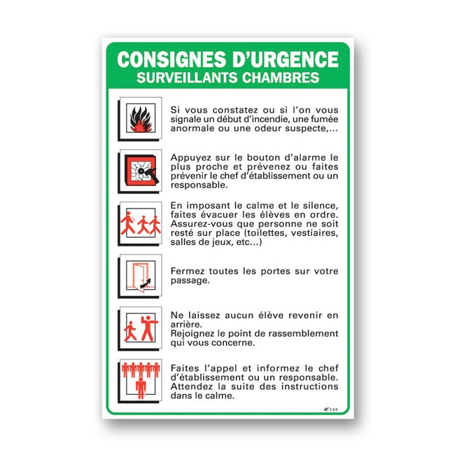 Consigne scolaire "consigne surveillant de chambre"