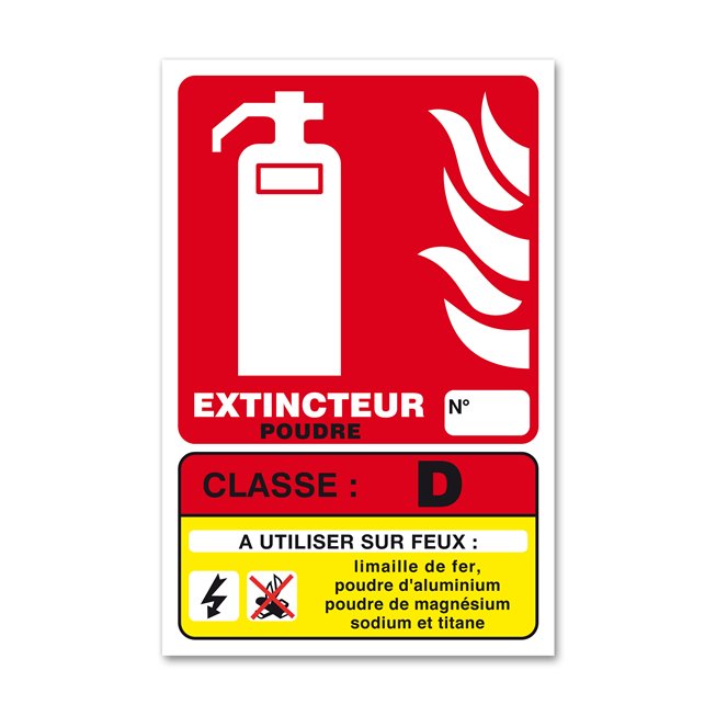 Panneau lutte incendie classe feu D