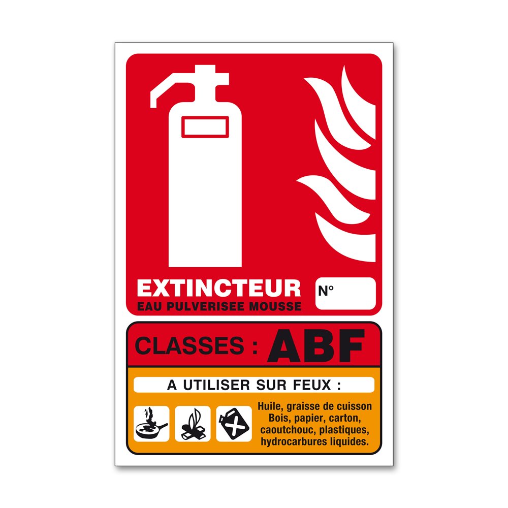 ABF class fire fire-fighting sign Panneau lutte incendie classe feu ABF