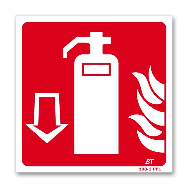 Panneau lutte incendie picto extincteur flamme flèche