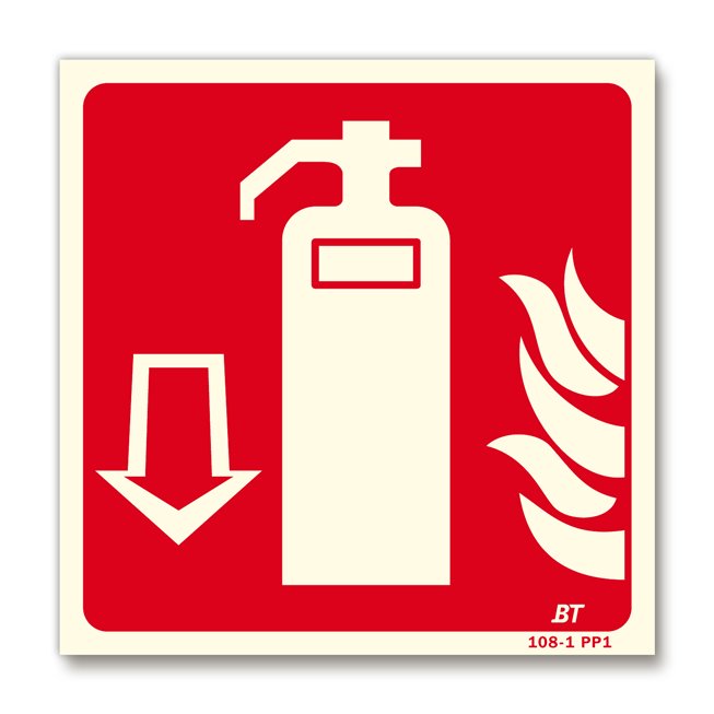 Panneau lutte incendie picto extincteur flamme flèche