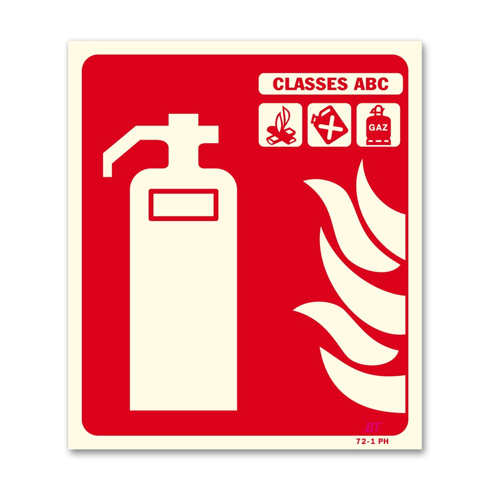 Panneau lutte incendie classe feu ABC photoluminescent Panneau lutte incendie classe feu ABC photoluminescent