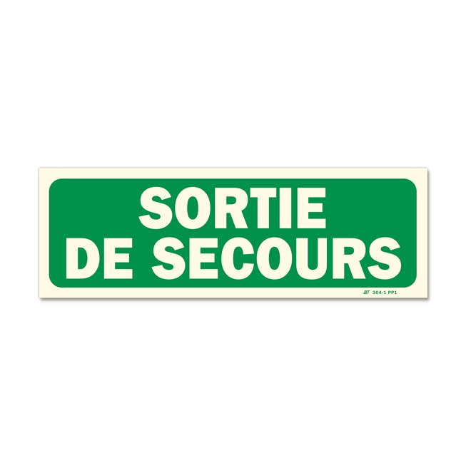 Panneau évacuation "sortie de secours" photoluminescent