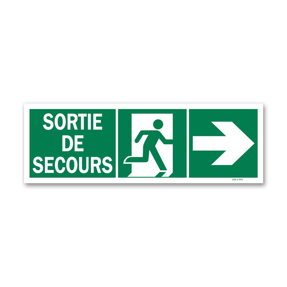 "Emergency exit" + right door picto evacuation sign SBE